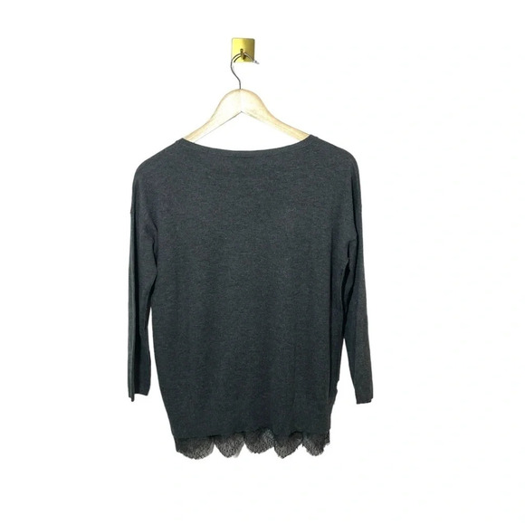 Joie Women’s Hilano Lace-Hem Wool/Cashmere Pullover Sweater in Grey Size XS - Picture 10 of 10